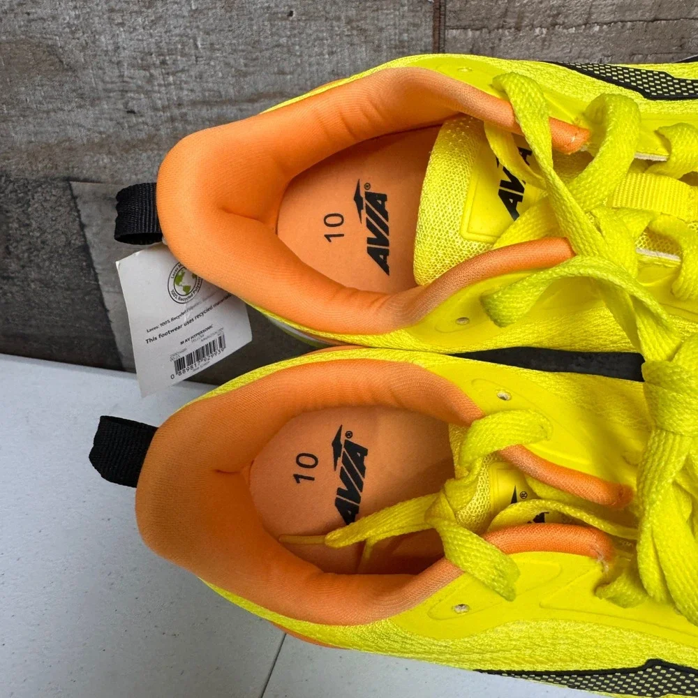 Avia Running Shoes Mens Size 10 Neon Yellow Orange Hypersonic Sneaker NEW